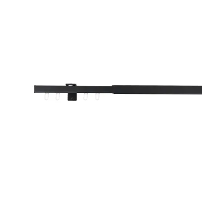 Ondeco Vorhangschiene ausziehbar Gardinenschiene innenlauf Gardinenstange Deckenmontage modern 1-Lauf Farbe: Schwarz, Größe: 160-280 cm