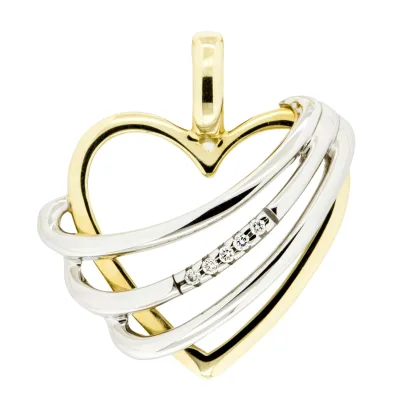 Orolino Anhänger 585 Gold zweifarbig Herz mit 5x Brillant 0,025ct.