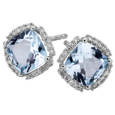 Orolino Ohrringe Gold 585 mit Blautopas (beh.) + 40 Brillanten zus. 0,16ct.