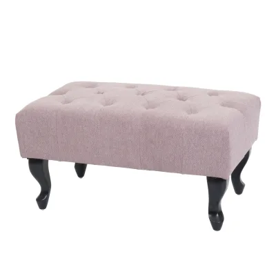 Ottomane Chesterfield Oxford, Sitzhocker Fußablage Hocker, wasserabweisend Stoff/Textil 39x77x47cm ~ hellrosa