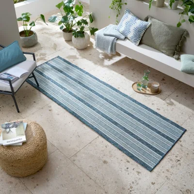 Outdoor-Läufer geometrisch Blau-Grün 80 x 230 cm - FLEET   Kadima