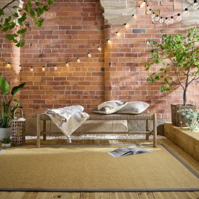 Outdoor-Teppich Bordüre Natur-Grau 200 x 290 cm - KEER   Kadima Design
