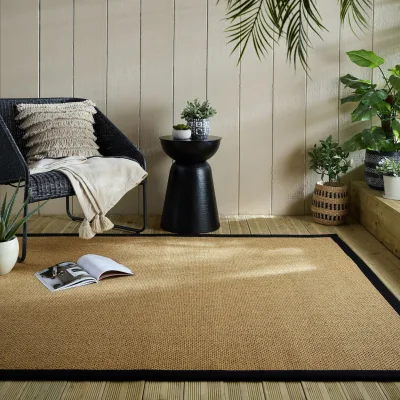 Outdoor-Teppich Bordüre Natur-Schwarz 160 x 230 cm - KEER   Kadima