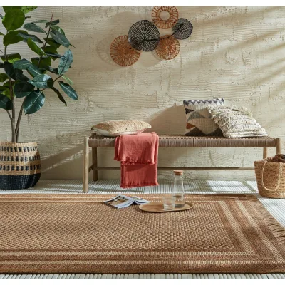 Outdoor-Teppich gestreift Ocker 200 x 290 cm - CLYST   Kadima Design