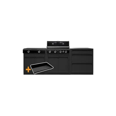 Outdoorchef HEAT Outdoor Küche - Die Grillstation PLUS - HEAT X-415 + X-245 + Schrankmodul - inkl. XL Plancha