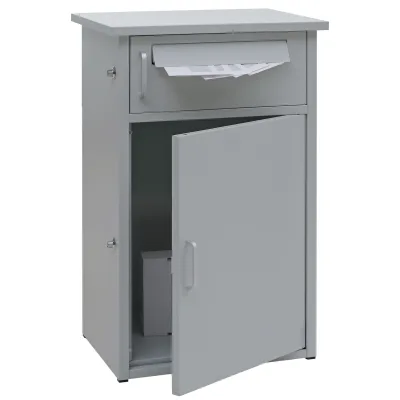 Paketkasten MCW-O51, Paketbox Paketfach Paketstation Briefkasten 2 Fächer, Stahl 78x49x38cm ~ hellgrau