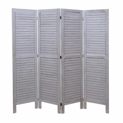 Paravent MCW-G30, Trennwand Sichtschutz Raumteiler, Shabby-Look 170x162cm ~ grau