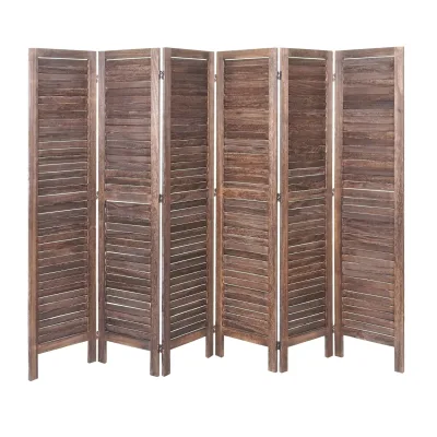 Paravent MCW-G30, Trennwand Sichtschutz Raumteiler, Shabby-Look 170x240cm ~ braun