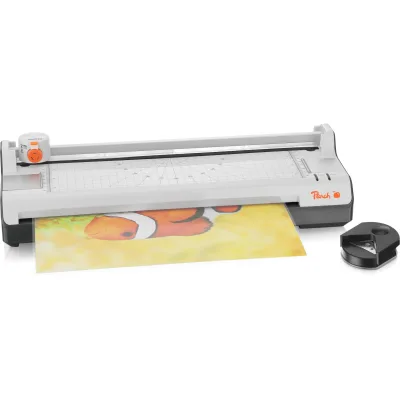Peach 6 in 1 Laminiergerät A3 inkl. Eckenrunder, Trimmer, Laminierfolien   ABS   geeignet für alle handelsüblichen Folien bis 2x125 mic.   Heiß- & Kaltlaminiergerät   PBP450