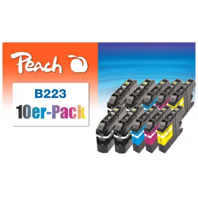 Peach B223 VALBP 10 Druckerpatronen XL (4*bk, 2*c/2*m/2*y) ersetzt Brother LC-223VALBP für z.B. Brother DCPJ 562 DW, Brother MFCJ 5320 DW (wiederaufbereitet)