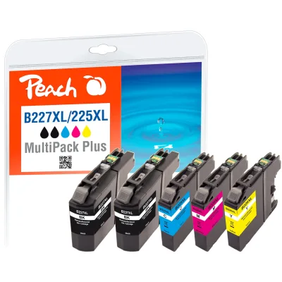 Peach B227 XLVALBP Spar Plus Pack Druckerpatronen XL (2*bk, c/m/y) ersetzt Brother LC-227XLVALBP für z.B. Brother DCPJ 4120 DW, Brother MFCJ 4420 DW (wiederaufbereitet)
