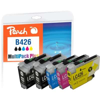 Peach B426  Spar Plus Pack Druckerpatronen (2*bk, c/m/y) ersetzt Brother LC-426 für z.B. Brother MFCJ 4540 DW, Brother MFCJ 4335 DW, Brother MFCJ 4540 (wiederaufbereitet)
