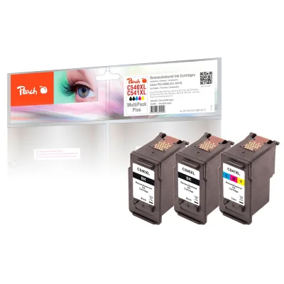 Peach C540 XLBK 3 Druckköpfe XL (2*bk, col) ersetzt Canon PG-540XLBK*2, CL-541XLC, 5222B005, 5226B004 für z.B. Canon Pixma TS 5150 (wiederaufbereitet)