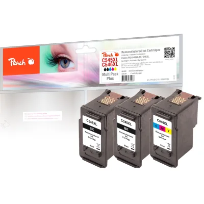 Peach C545 XL 3 Druckköpfe XL (2*bk, col) ersetzt Canon PG-545XL*2, CL-546XL, 8286B013 für z.B. Canon Pixma TS 3451, Canon Pixma MX 495 (wiederaufbereitet)