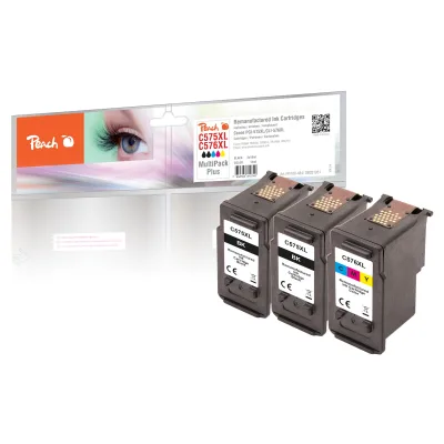 Peach C575 XL 3 Druckköpfe XL (2*bk, col) ersetzt Canon PG-575XL, CL-576XL für z.B. Canon Pixma TR 4755 i, Canon Pixma TS 3750 i, Canon Pixma TS 3500 (wiederaufbereitet)