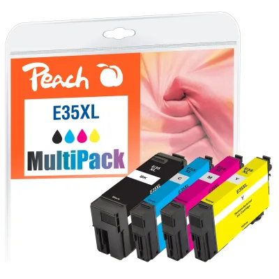 Peach E35  4 Druckerpatronen XL (bk, c/m/y) ersetzt Epson T3596, No. 35XL, C13T35964010 für z.B. Epson WorkForce Pro WF -4720 DWF (wiederaufbereitet)