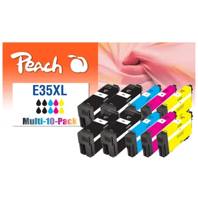 Peach E35 XL 10 Druckerpatronen XL (4*bk, 2*c/m/y) ersetzt Epson No. 35XL, T3591*4, T3592*2, T3593*2, T3594*2 für z.B. Epson WorkForce Pro WF -4720 DWF (wiederaufbereitet)