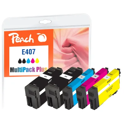 Peach E407  5 Druckerpatronen (2*bk/c, m, y) ersetzt Epson No. 407 für z.B. Epson WorkForce Pro WF -4745 DTWF (wiederaufbereitet)