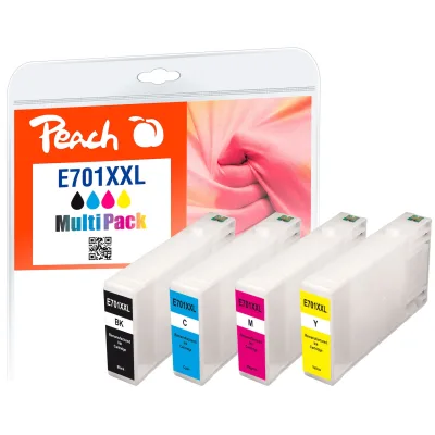 Peach E70  4 Druckerpatronen XL (bk, c/m/y) ersetzt Epson T7015, T7011-T7014 für z.B. Epson WorkForce Pro WP -4015 DN, Epson WorkForce Pro WP -4095 DN (wiederaufbereitet)