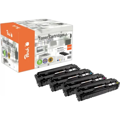Peach HP 054  4 Toner (bk, c/m/y) ersetzt Canon CRG-054, 3024C002, 3023C002, 3022C002, 3021C002 für z.B. Canon iSENSYS LBP -620 (wiederaufbereitet)