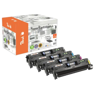 Peach HP 122 A 4 Toner (bk, c/m/y) ersetzt HP No. 122A , C3961A, C3962A, C3963A, C3964A für z.B. HP Color LaserJet 2550, HP Color LaserJet 2550 L (wiederaufbereitet)