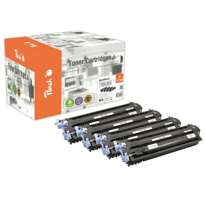 Peach HP 124 A 4 Toner (bk, c/m/y) ersetzt HP No. 124A, Q6000A, Q6001A, Q6002A, Q6003A für z.B. HP Color LaserJet 1600, HP Color LaserJet 2600 (wiederaufbereitet)