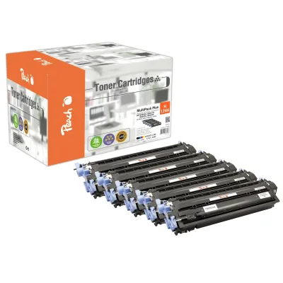 Peach HP 124 A 5 Toner (2*bk, c/m/y) ersetzt HP No. 124A, Q6000A*2, Q6001A, Q6002A, Q6003A für z.B. HP Color LaserJet 1600, HP Color LaserJet 2600 (wiederaufbereitet)