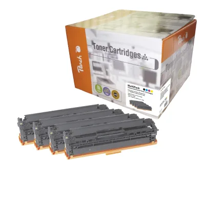 Peach HP 125 A 4 Toner (bk, c/m/y) ersetzt HP No. 125A, CB540A, CB541A, CB542A, CB543A für z.B. HP Color LaserJet CM 1312 (wiederaufbereitet)
