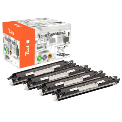 Peach HP 126 A 4 Toner (bk, c/m/y) ersetzt HP No. 126A, CE310A, CE311A, CE312A, CE313A für z.B. HP Color LaserJet Pro CP 1000, HP LaserJet CP 1000 (wiederaufbereitet)