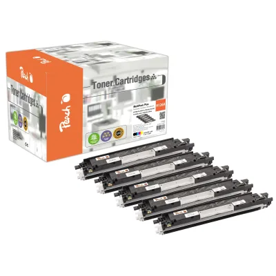 Peach HP 126 A 5 Toner (2*bk, c/m/y) ersetzt HP No. 126A, CE310A*2, CE311A, CE312A, CE313A für z.B. HP Color LaserJet Pro CP 1000 (wiederaufbereitet)