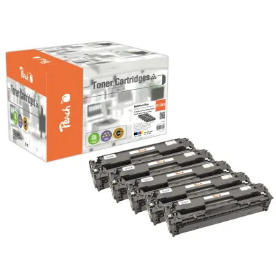 Peach HP 128 A 5 Toner (2*bk, c/m/y) ersetzt HP No. 128A, CE320A*2, CE321A, CE322A, CE323A für z.B. HP LaserJet CP 1500, HP LaserJet CP 1525 (wiederaufbereitet)