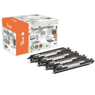 Peach HP 130 A 4 Toner (bk, c/m/y) ersetzt HP No. 130A , CF350A, CF351A, CF352A, CF353A für z.B. HP Color LaserJet Pro MFP M 177 fw (wiederaufbereitet)