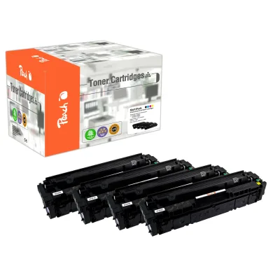 Peach HP 201 X 4 Toner XL (bk, c/m/y) ersetzt HP No. 201X, CF400X, CF401X, CF402X, CF403X für z.B. HP Color LaserJet Pro MFP M 277 dw (wiederaufbereitet)