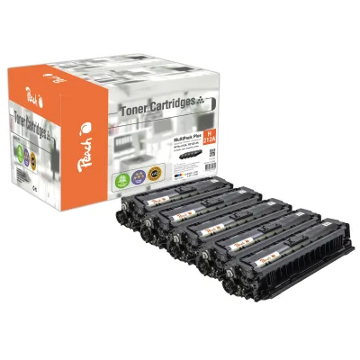 Peach HP 212 A 5 Toner (2*bk, c/m/y) ersetzt HP No. 212A, W2120A*2, W2121A, W2122A, W2123A für z.B. HP Color LaserJet Enterprise Flow MFP M 578 c (wiederaufbereitet)