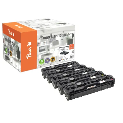 Peach HP 216 A 5 Toner (2*bk, c/m/y) ersetzt HP No. 216A, W2410A*2, W2411A, W2412A, W2413A für z.B. HP Color LaserJet Pro MFP M 183 fw (wiederaufbereitet)
