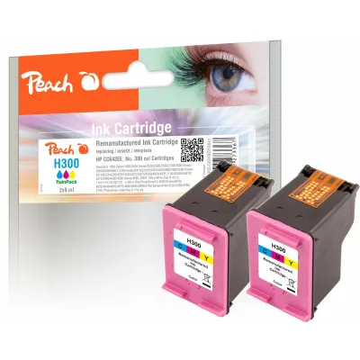 Peach HP 300 c 2 Druckköpfe 2*col ersetzt HP No. 300 c*2, CC643EE*2 für z.B. HP DeskJet D 1600, HP DeskJet D 1658, HP DeskJet D 1660, HP DeskJet D 1663 (wiederaufbereitet)