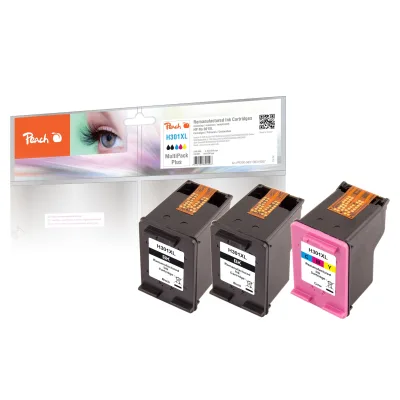 Peach HP 301 XL 3 Druckköpfe XL (2*bk, col) ersetzt HP No. 301XL, CH563EE, CH564EE für z.B. HP OfficeJet 4634, HP DeskJet 1000, HP DeskJet 1010 (wiederaufbereitet)