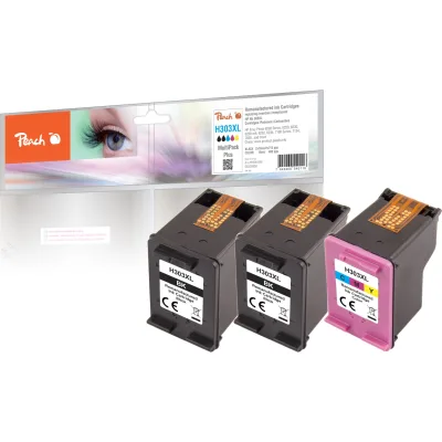 Peach HP 303 XL 3 Druckköpfe XL (2*bk, col) ersetzt HP No. 303XL, 3YN10AE, T6N04AE*2, T6N03AE für z.B. HP Envy Photo 7830, HP Envy Photo 7100 (wiederaufbereitet)