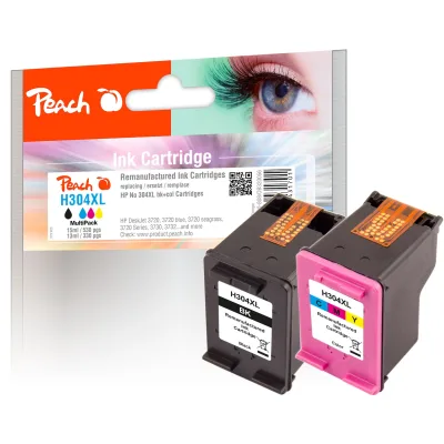 Peach HP 304 XL 2 Druckköpfe XL (bk, col) ersetzt HP No. 304XL, N9K08AE, N9K07AE für z.B. HP DeskJet 3750, HP DeskJet Ink Advantage 3700 MFP (wiederaufbereitet)