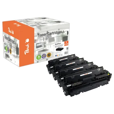 Peach HP 410 A 4 Toner (bk, c/m/y) ersetzt HP No. 410A, CF410A, CF411A, CF412A, CF413A für z.B. HP Color LaserJet Pro MFP M 477 fdw (wiederaufbereitet)