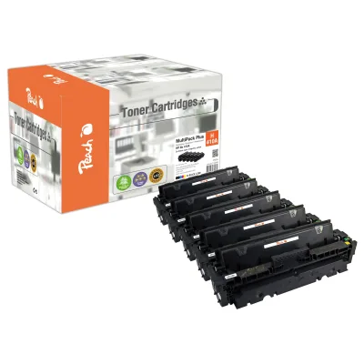 Peach HP 410 A 5 Toner (2*bk, c/m/y) ersetzt HP No. 410A, CF410A*2, CF411A, CF412A, CF413A für z.B. HP Color LaserJet Pro MFP M 477 fdw (wiederaufbereitet)