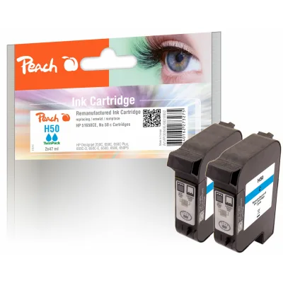 Peach HP 50 c 2 Druckköpfe 2*cy ersetzt HP No. 50 c*2, 51650CE*2 für z.B. HP DesignJet 250 C, HP DesignJet 650 C, HP DesignJet 650 C Plus (wiederaufbereitet)