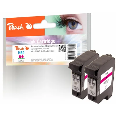 Peach HP 50 m 2 Druckköpfe 2*ma ersetzt HP No. 50 m*2, 51650ME*2 für z.B. HP DesignJet 250 C, HP DesignJet 650 C, HP DesignJet 650 C Plus (wiederaufbereitet)