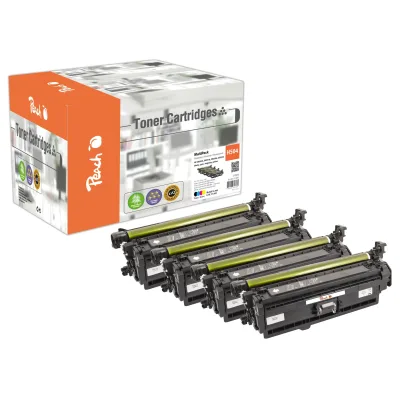 Peach HP 504 X 4 Toner (bk, c/m/y) ersetzt HP No. 504X, CE250X, CE251A, CE252, CE253 für z.B. HP Color LaserJet CM 3500, HP Color LaserJet CP 3520 (wiederaufbereitet)