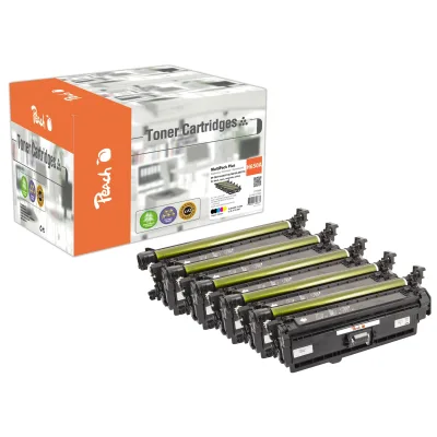 Peach HP 507 A 4 Toner (bk, c/m/y) ersetzt HP No. 507A, CE400A, CE401A, CE402A, CE403A für z.B. HP LaserJet Enterprise 500 color M 551 dn (wiederaufbereitet)