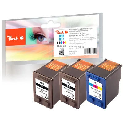 Peach HP 56  3 Druckköpfe Druckerpatronen bk/c (2*bk, col) ersetzt HP No. 56*2, No. 57, SA342AE für z.B. HP DeskJet 450 CBI, HP DeskJet 450 CI (wiederaufbereitet)