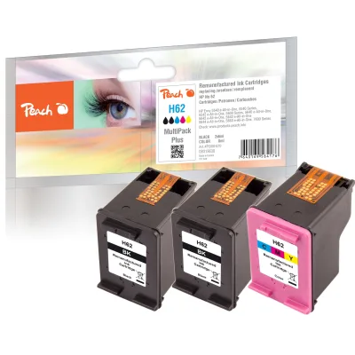 Peach HP 62  3 Druckköpfe (2*bk, col) ersetzt HP No. 62, C2P04AE*2, C2P06AE für z.B. HP Envy 5640 e-All-in-One, HP OfficeJet 5740, HP Envy 5600 (wiederaufbereitet)