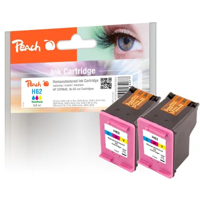 Peach HP 62 c 2 Druckköpfe 2*col ersetzt HP No. 62 c*2, C2P06AE*2 für z.B. HP Envy 5640 e-All-in-One, HP OfficeJet 5740, HP Envy 5646 e-All-in-One (wiederaufbereitet)