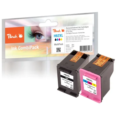 Peach HP 62 XL 2 Druckköpfe XL (bk, col) ersetzt HP No. 62XL, C2P05AE, C2P07AE für z.B. HP Envy 5640 e-All-in-One, HP OfficeJet 5740, HP Envy 5600 (wiederaufbereitet)