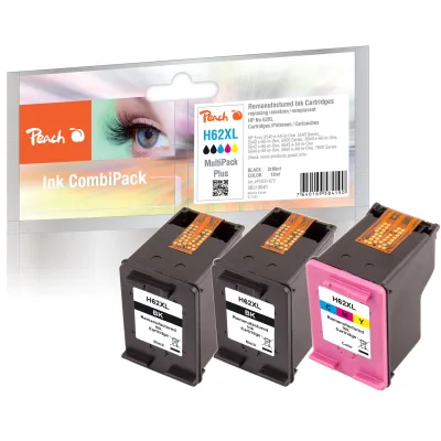 Peach HP 62 XL 3 Druckköpfe XL (2*bk, col) ersetzt HP No. 62XL, C2P05AE*2, C2P07AE für z.B. HP Envy 5640 e-All-in-One, HP OfficeJet 5740, HP Envy 5600 (wiederaufbereitet)